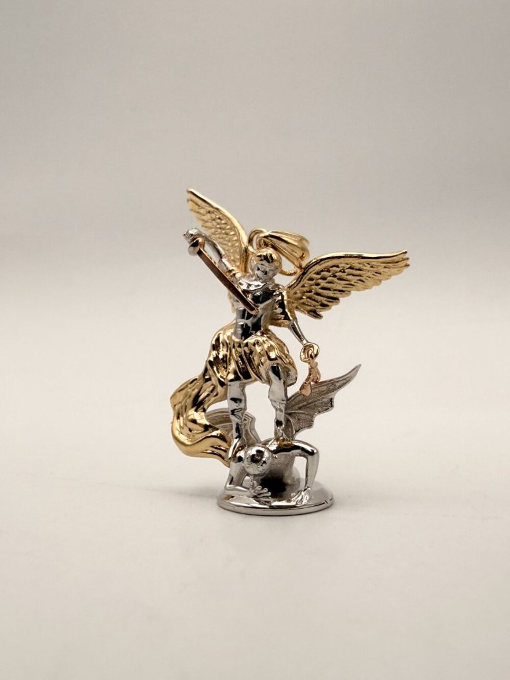 14K Tri Color Gold St. Michael 3D Pendant
